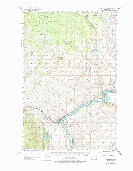 Brewster, Washington 1957 (1974) USGS Old Topo Map Reprint 15x15 WA Quad 240215