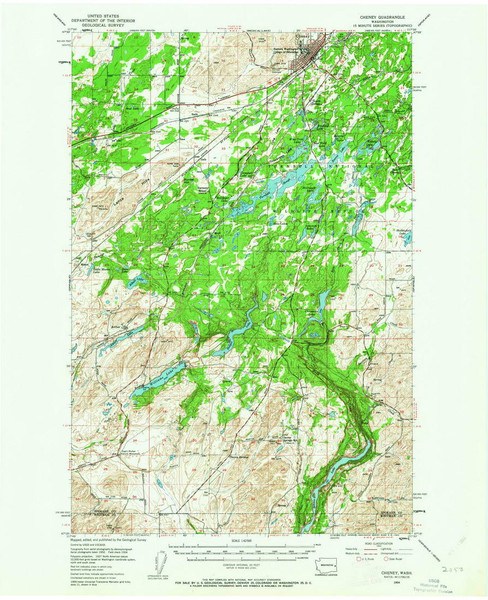 Cheney, Washington 1954 (1963) USGS Old Topo Map Reprint 15x15 WA Quad 240454