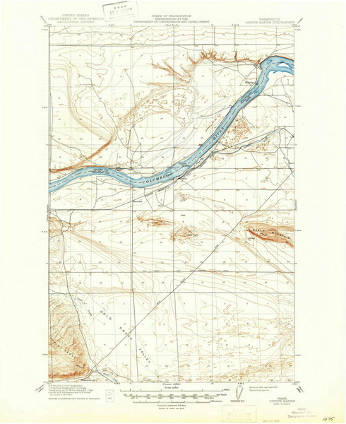 Coyote Rapids, Washington 1916 (1947) USGS Old Topo Map Reprint 15x15 WA Quad 240396