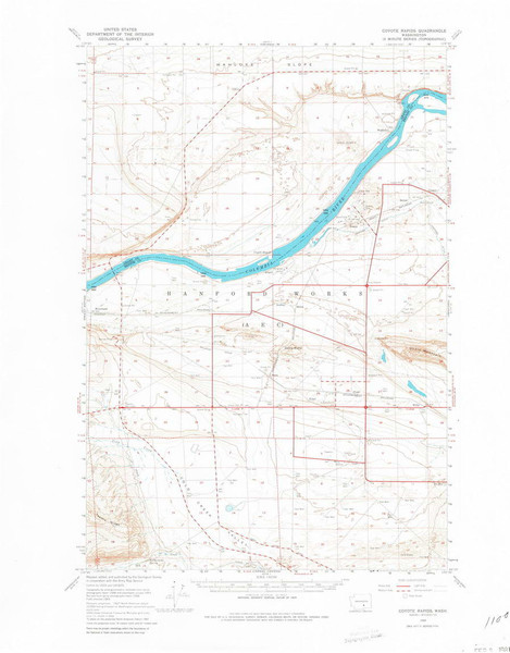 Coyote Rapids, Washington 1965 (1980) USGS Old Topo Map Reprint 15x15 WA Quad 240398