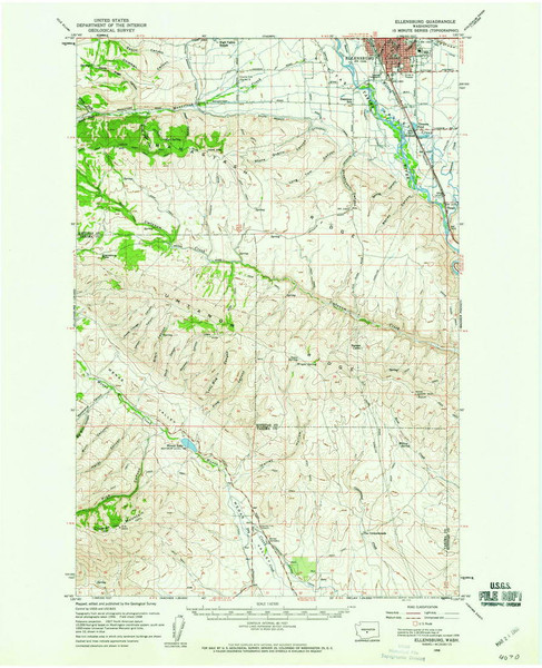 Ellensburg, Washington 1958 (1960) USGS Old Topo Map Reprint 15x15 WA Quad 241026