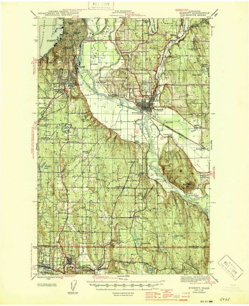 Everett, Washington 1944 (1944) USGS Old Topo Map Reprint 15x15 WA Quad 241089