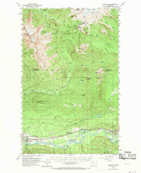 Hamilton, Washington 1952 (1970) USGS Old Topo Map Reprint 15x15 WA Quad 241460