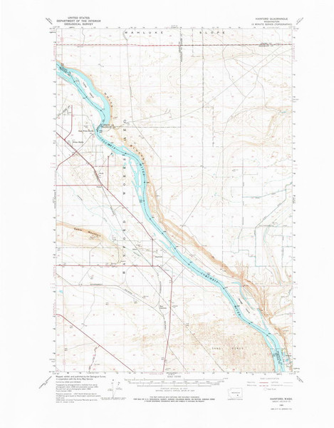 Hanford, Washington 1965 (1978) USGS Old Topo Map Reprint 15x15 WA Quad 241470