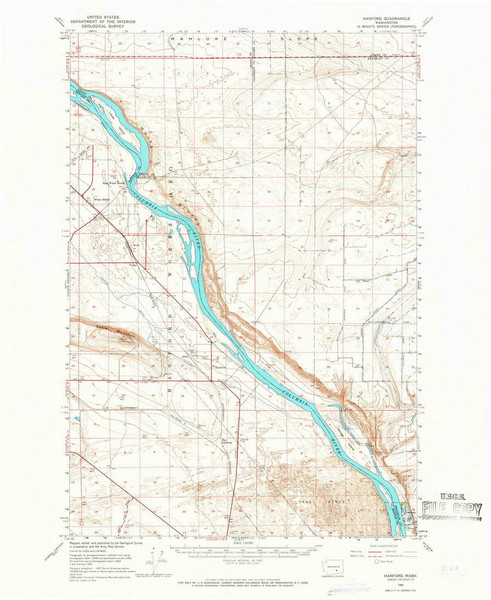 Hanford, Washington 1965 (1966) USGS Old Topo Map Reprint 15x15 WA Quad 241472