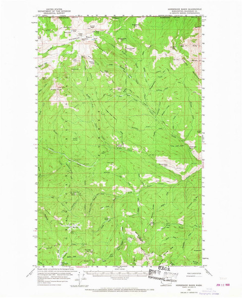 Horseshoe Basin, Washington 1956 (1968) USGS Old Topo Map Reprint 15x15 WA Quad 241587