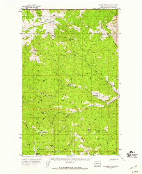 Horseshoe Basin, Washington 1956 (1959) USGS Old Topo Map Reprint 15x15 WA Quad 241588
