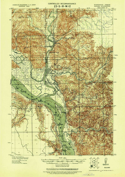 Kalama, Washington 1921 (1921) USGS Old Topo Map Reprint 15x15 WA Quad 241722