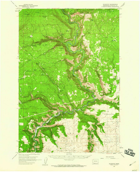 Klickitat, Washington 1957 (1959) USGS Old Topo Map Reprint 15x15 WA Quad 241789