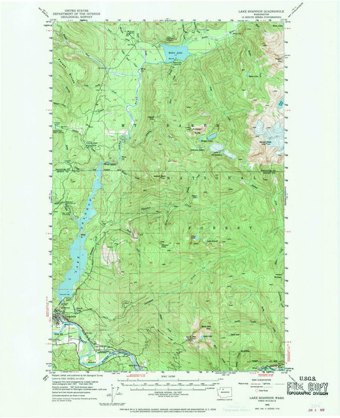 Lake Shannon, Washington 1952 (1970) USGS Old Topo Map Reprint 15x15 WA Quad 241902