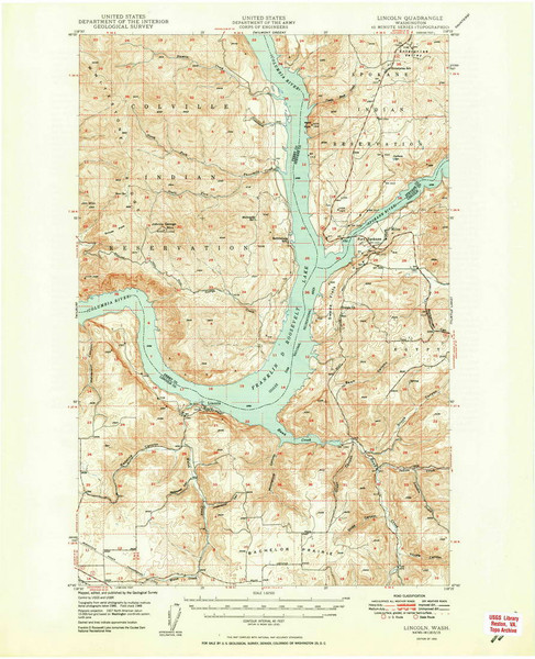 Lincoln, Washington 1950 (1950) USGS Old Topo Map Reprint 15x15 WA Quad 242014