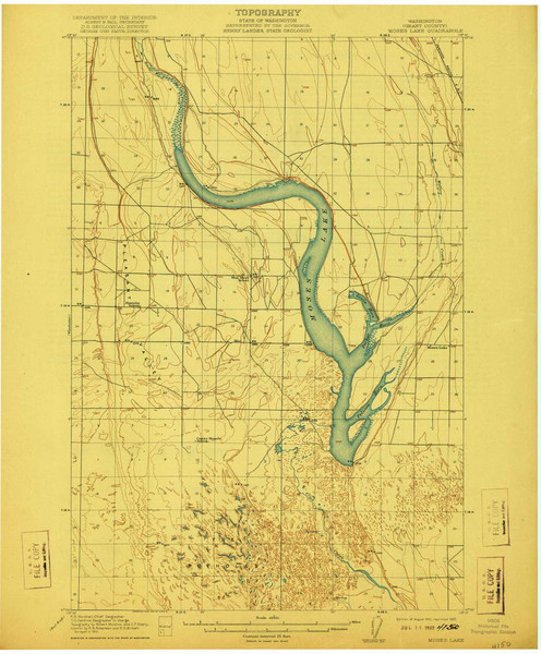 Moses Lake, Washington 1912 (1922) USGS Old Topo Map Reprint 15x15 WA Quad 242425