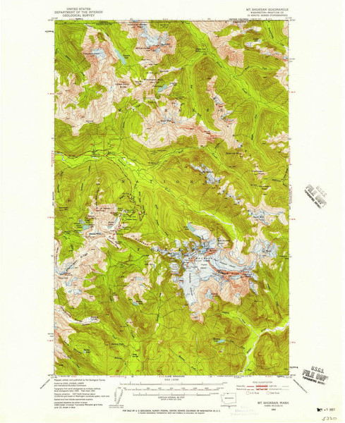 Mt Shuksan, Washington 1953 (1957) USGS Old Topo Map Reprint 15x15 WA Quad 242679