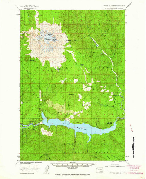Mt St. Helens, Washington 1958 (1961) USGS Old Topo Map Reprint 15x15 WA Quad 242705