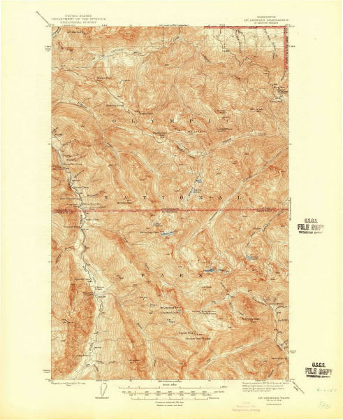 Mt. Angeles, Washington 1946 (1946) USGS Old Topo Map Reprint 15x15 WA Quad 242731
