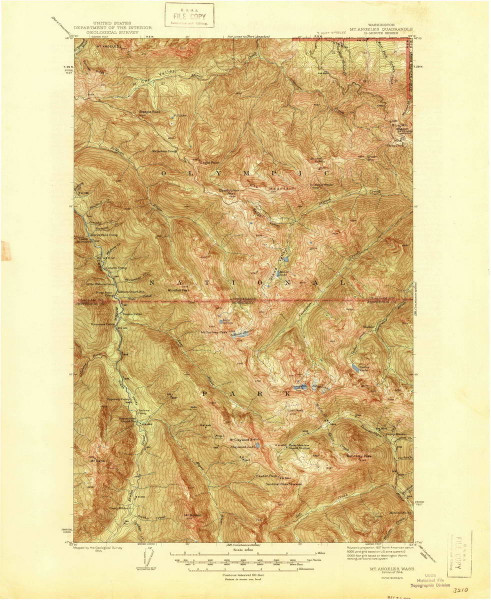 Mt. Angeles, Washington 1946 (1946) USGS Old Topo Map Reprint 15x15 WA Quad 242732