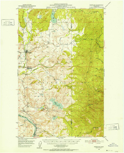 Nespelem, Washington 1950 (1952) USGS Old Topo Map Reprint 15x15 WA Quad 242795