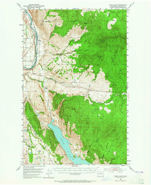 Omak Lake, Washington 1953 (1965) USGS Old Topo Map Reprint 15x15 WA Quad 242947