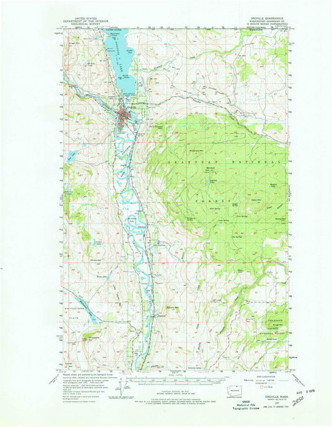 Oroville, Washington 1957 (1978) USGS Old Topo Map Reprint 15x15 WA Quad 242997