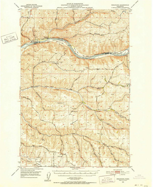 Penawawa, Washington 1950 (1952) USGS Old Topo Map Reprint 15x15 WA Quad 243114