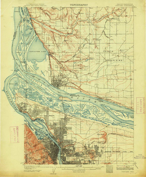 Portland, Oregon 1905 (1914) USGS Old Topo Map Reprint 15x15 WA Quad 282796