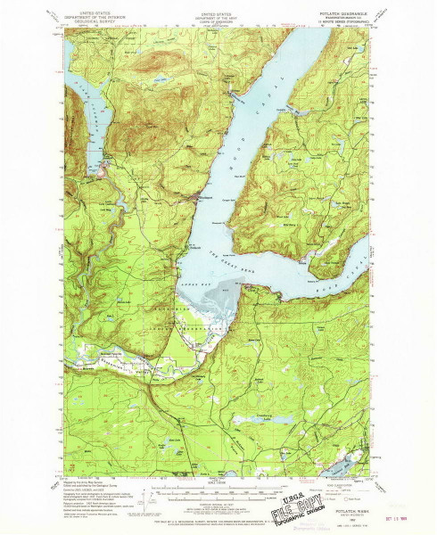 Potlatch, Washington 1952 (1970) USGS Old Topo Map Reprint 15x15 WA Quad 243251