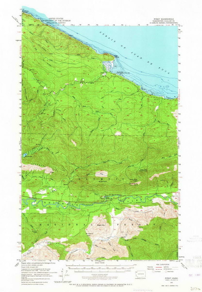 Pysht, Washington 1957 (1964) USGS Old Topo Map Reprint 15x15 WA Quad 243338