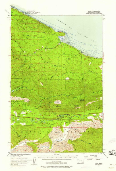 Pysht, Washington 1957 (1958) USGS Old Topo Map Reprint 15x15 WA Quad 243339