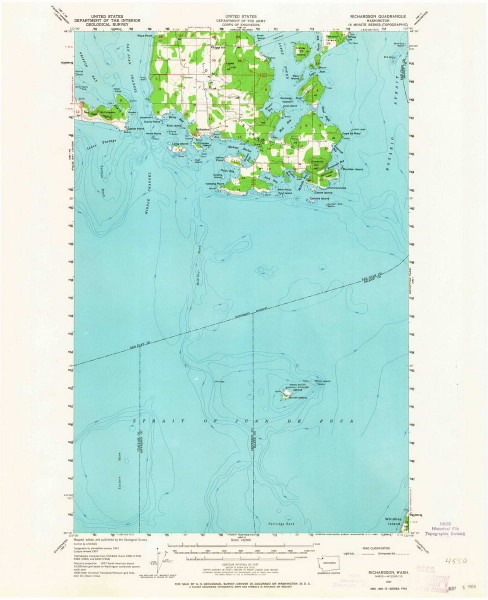 Richardson, Washington 1957 (1964) USGS Old Topo Map Reprint 15x15 WA Quad 243441