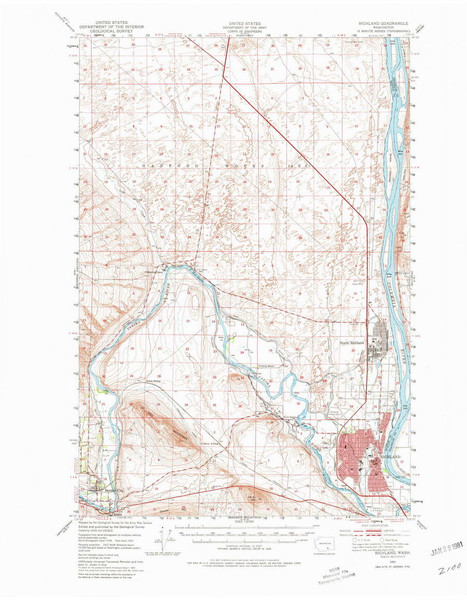 Richland, Washington 1951 (1980) USGS Old Topo Map Reprint 15x15 WA Quad 243448