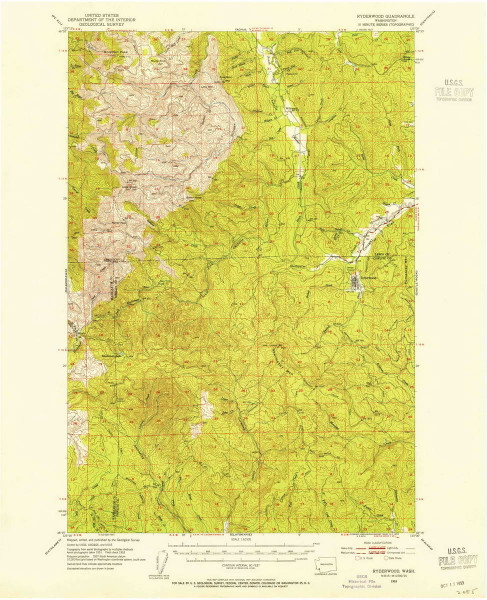 Ryderwood, Washington 1953 (1955) USGS Old Topo Map Reprint 15x15 WA Quad 243542