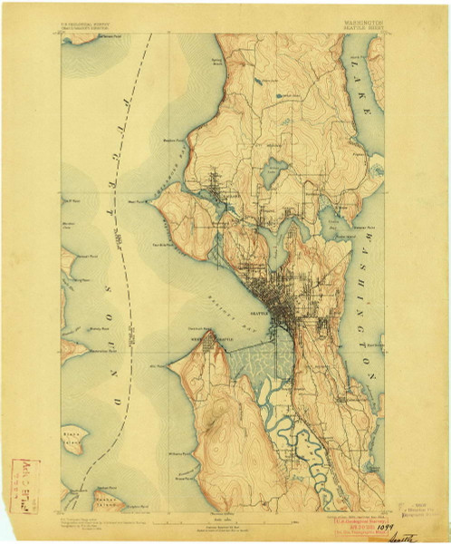 Seattle, Washington 1894 (1903) USGS Old Topo Map Reprint 15x15 WA Quad 243633
