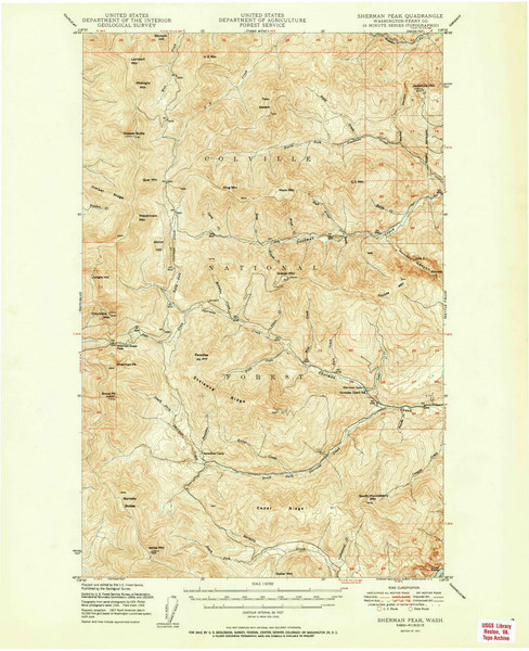 Sherman Peak, Washington 1951 (1951) USGS Old Topo Map Reprint 15x15 WA Quad 243694