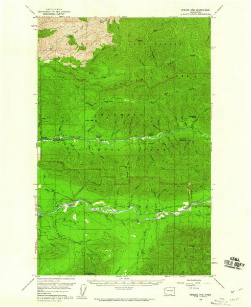 Spruce Mtn., Washington 1956 (1960) USGS Old Topo Map Reprint 15x15 WA Quad 243976