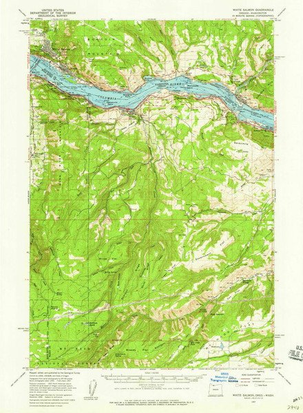 White Salmon, Washington 1957 (1959) USGS Old Topo Map Reprint 15x15 WA Quad 283016