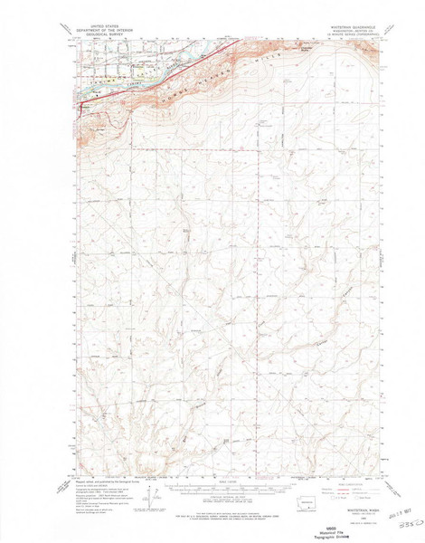 Whitstran, Washington 1965 (1976) USGS Old Topo Map Reprint 15x15 WA Quad 244682