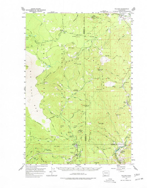 Willard, Washington 1957 (1977) USGS Old Topo Map Reprint 15x15 WA Quad 244712