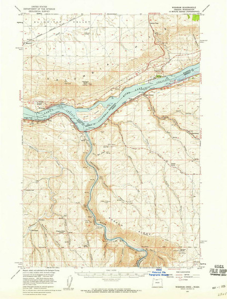 Wishram, Washington 1957 (1959) USGS Old Topo Map Reprint 15x15 WA Quad 283024