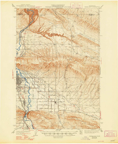 Yakima East, Washington 1941 (1948) USGS Old Topo Map Reprint 15x15 WA Quad 244809