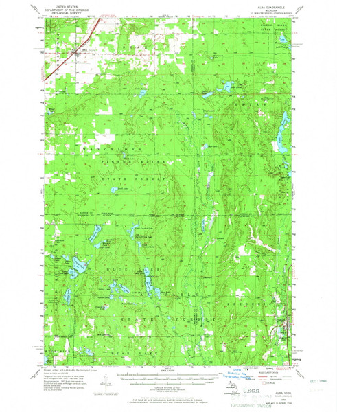 Alba, Michigan 1956 (1965) USGS Old Topo Map Reprint 15x15 MI Quad 277960