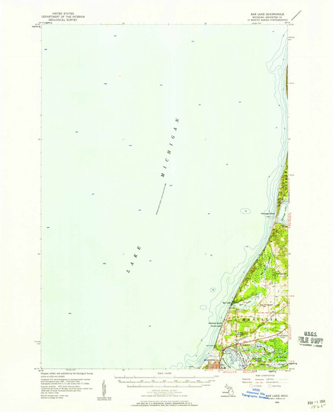 Bar Lake, Michigan 1956 (1958) USGS Old Topo Map Reprint 15x15 MI Quad 277981