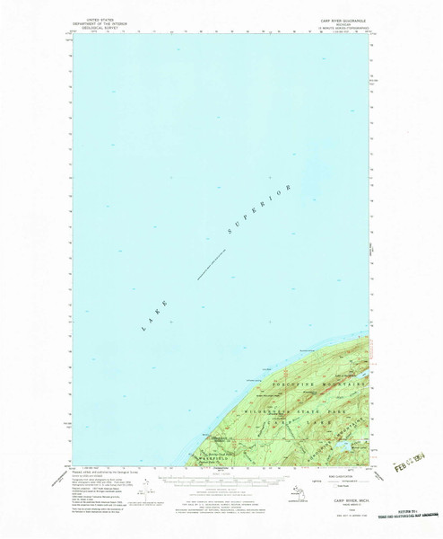 Carp River, Michigan 1956 (1983) USGS Old Topo Map Reprint 15x15 MI Quad 278028