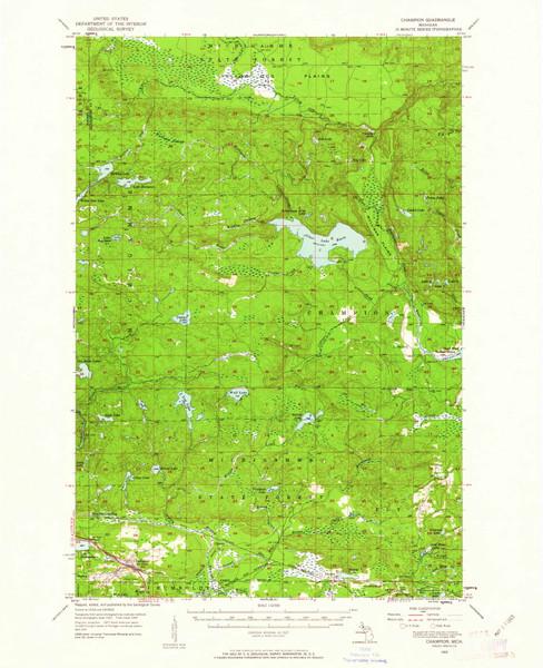 Champion, Michigan 1955 (1963) USGS Old Topo Map Reprint 15x15 MI Quad 278043