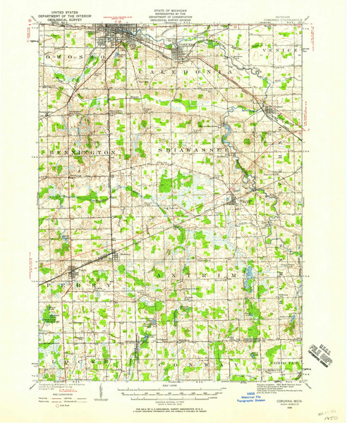 Corunna, Michigan 1926 (1958) USGS Old Topo Map Reprint 15x15 MI Quad 278067