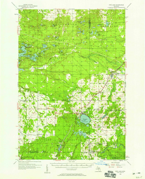 Fife Lake, Michigan 1956 (1958) USGS Old Topo Map Reprint 15x15 MI Quad 278120