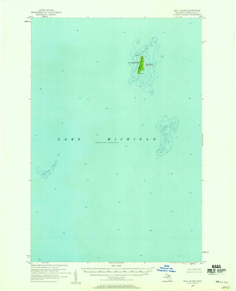 Gull Island, Michigan 1955 (1959) USGS Old Topo Map Reprint 15x15 MI Quad 278177