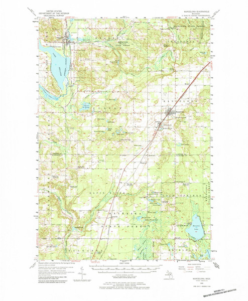Mancelona, Michigan 1956 (1984) USGS Old Topo Map Reprint 15x15 MI Quad 278294