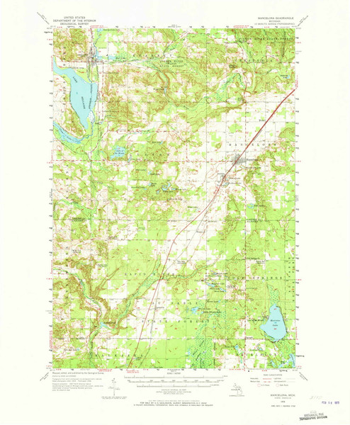 Mancelona, Michigan 1956 (1973) USGS Old Topo Map Reprint 15x15 MI Quad 278295