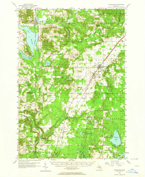 Mancelona, Michigan 1956 (1964) USGS Old Topo Map Reprint 15x15 MI Quad 278296