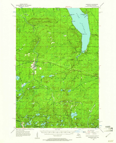 Marenisco, Michigan 1955 (1961) USGS Old Topo Map Reprint 15x15 MI Quad 278314